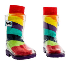 Load image into Gallery viewer, Diagonal Rainbow Tot Welly Socks
