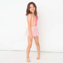 Load image into Gallery viewer, Sunset Ombre Ribbed Swimsuit with Daisy Paillette Skirt

