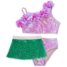 Load image into Gallery viewer, Hula Bikini w/Fringe Skirt Lavender
