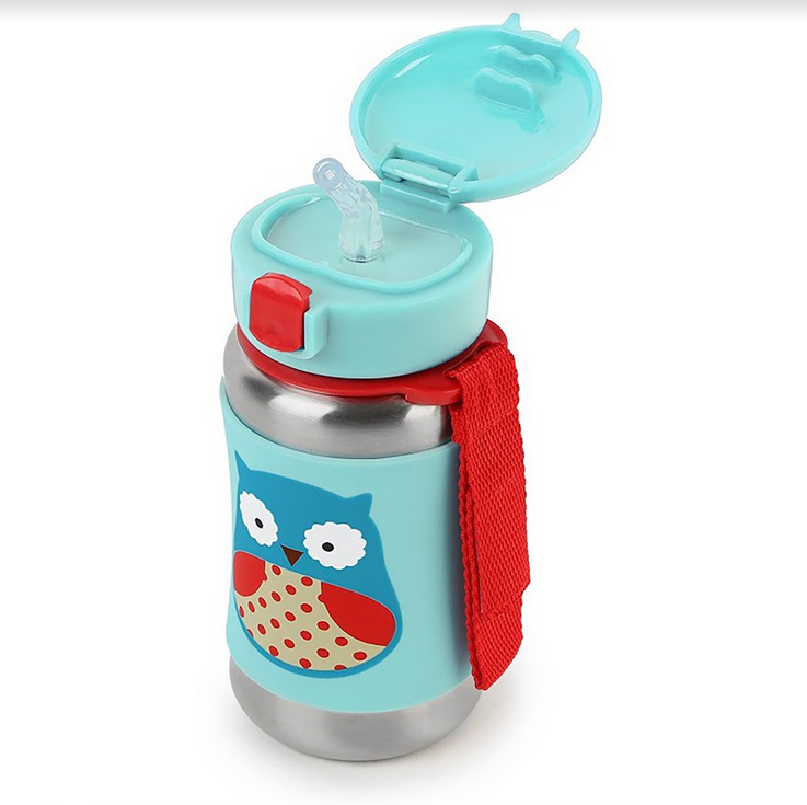 Zoo Stainless Steel Straw Bottle - Owl