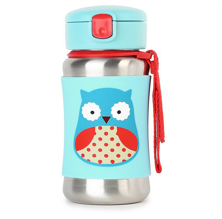 Zoo Stainless Steel Straw Bottle - Owl