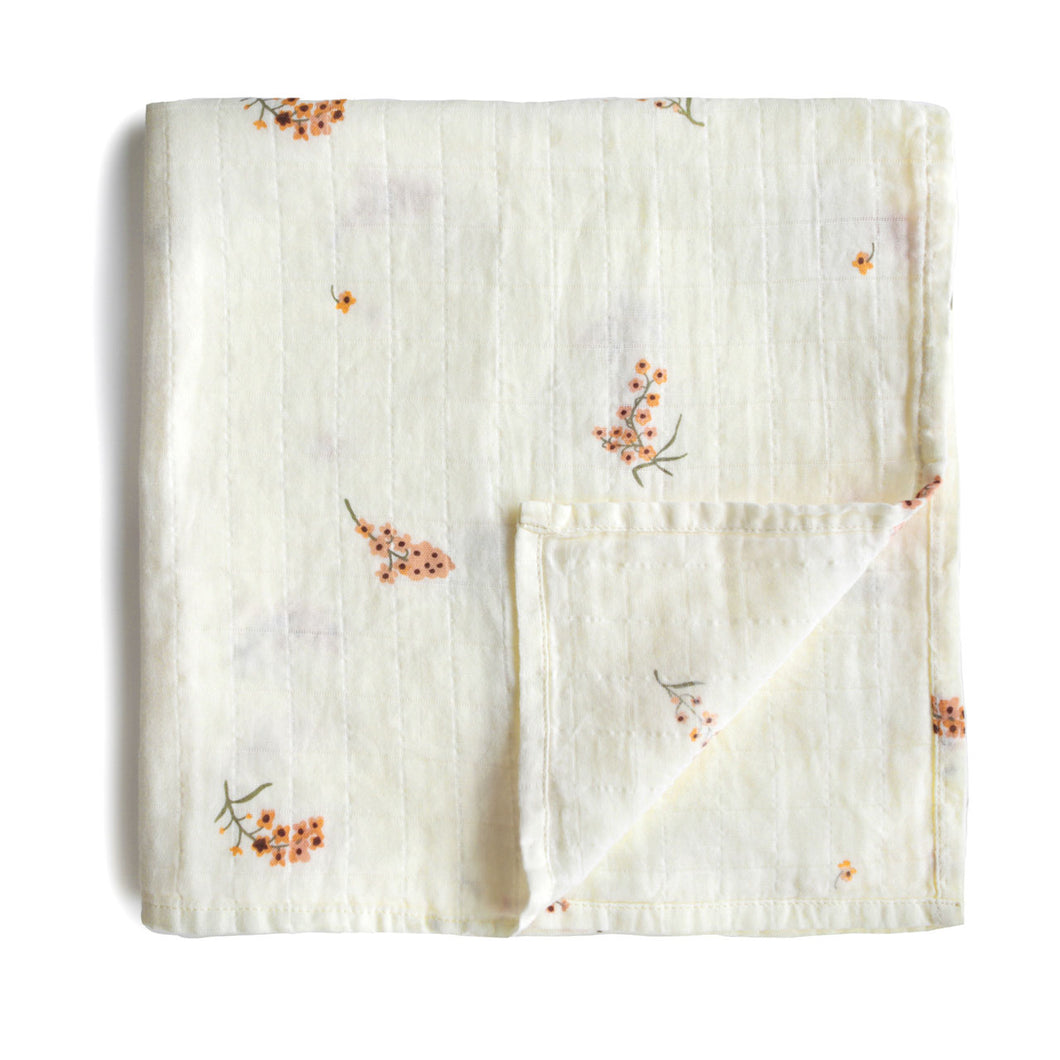 Muslin Swaddle Blanket Organic Cotton - Flowers