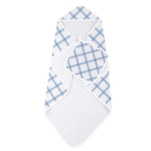 Load image into Gallery viewer, Blue Buffalo Check Plaid Hooded Towel and Washcloth Set
