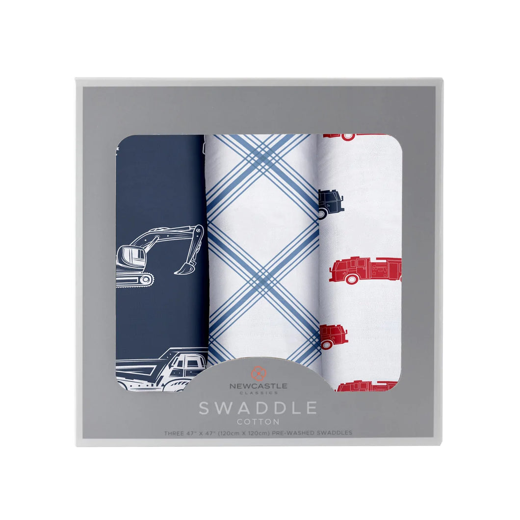 Things That Go Swaddle 3 Pack