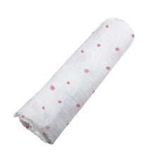 Load image into Gallery viewer, Pink Flower Bamboo Muslin Swaddle
