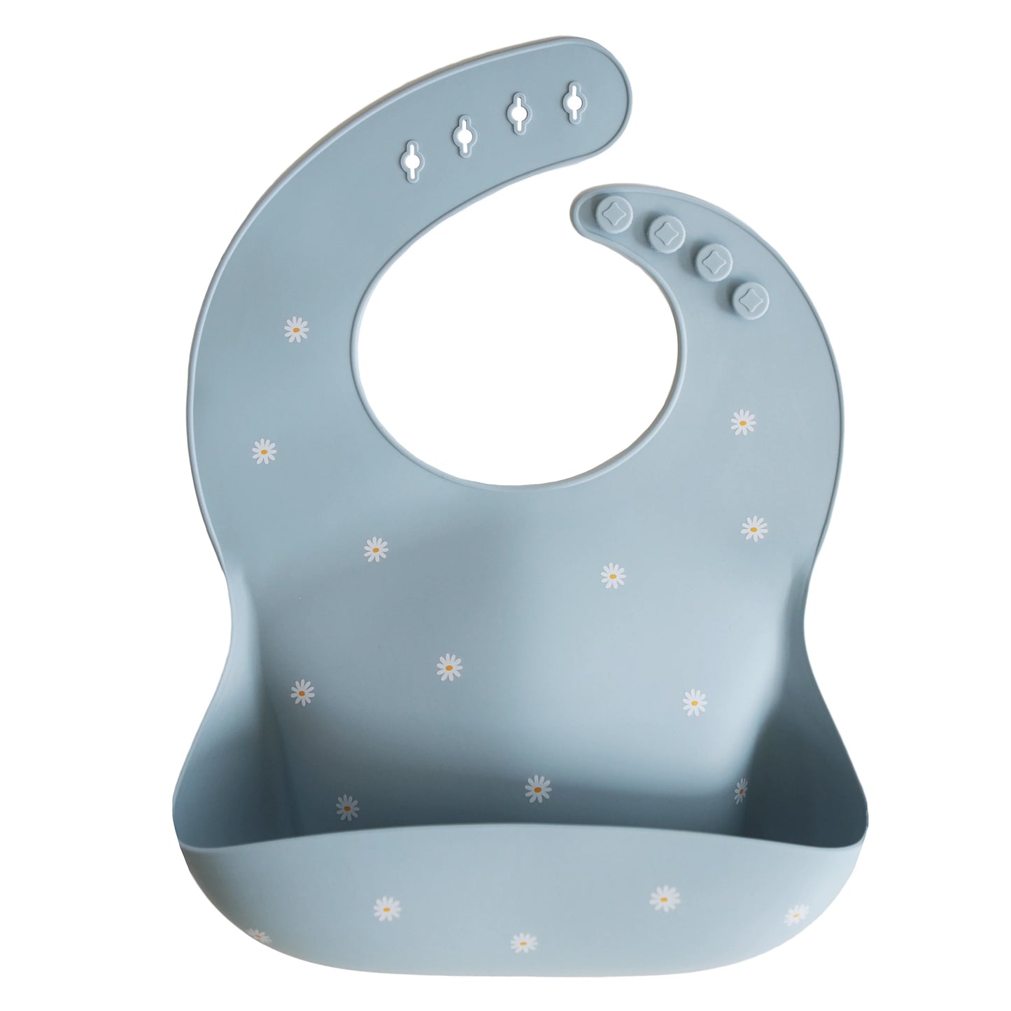 Silicone Baby Bib - White Daisy