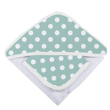 Load image into Gallery viewer, Jade Polka Dot Cotton Hooded Towel and Washcloth Set
