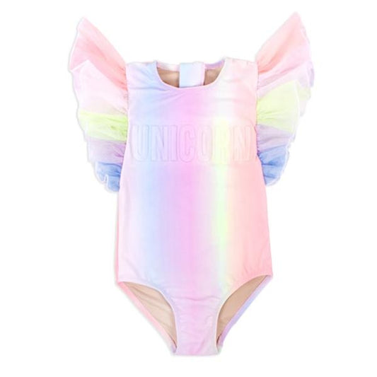 Tulle Sleeve Rainbow Unicorn Swimsuit