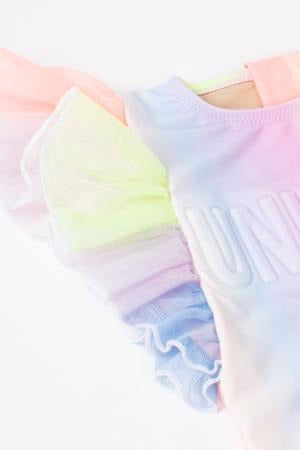 Tulle Sleeve Rainbow Unicorn Swimsuit
