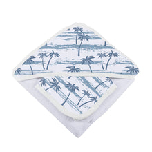 Load image into Gallery viewer, Ocean Palm Trees Bamboo Hooded Towel and Washcloth Set

