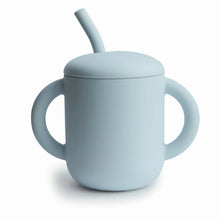 Load image into Gallery viewer, Silicone Training Cup + Straw - Powder Blue
