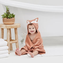Load image into Gallery viewer, Rust Fox Hooded Baby Bath Wrap
