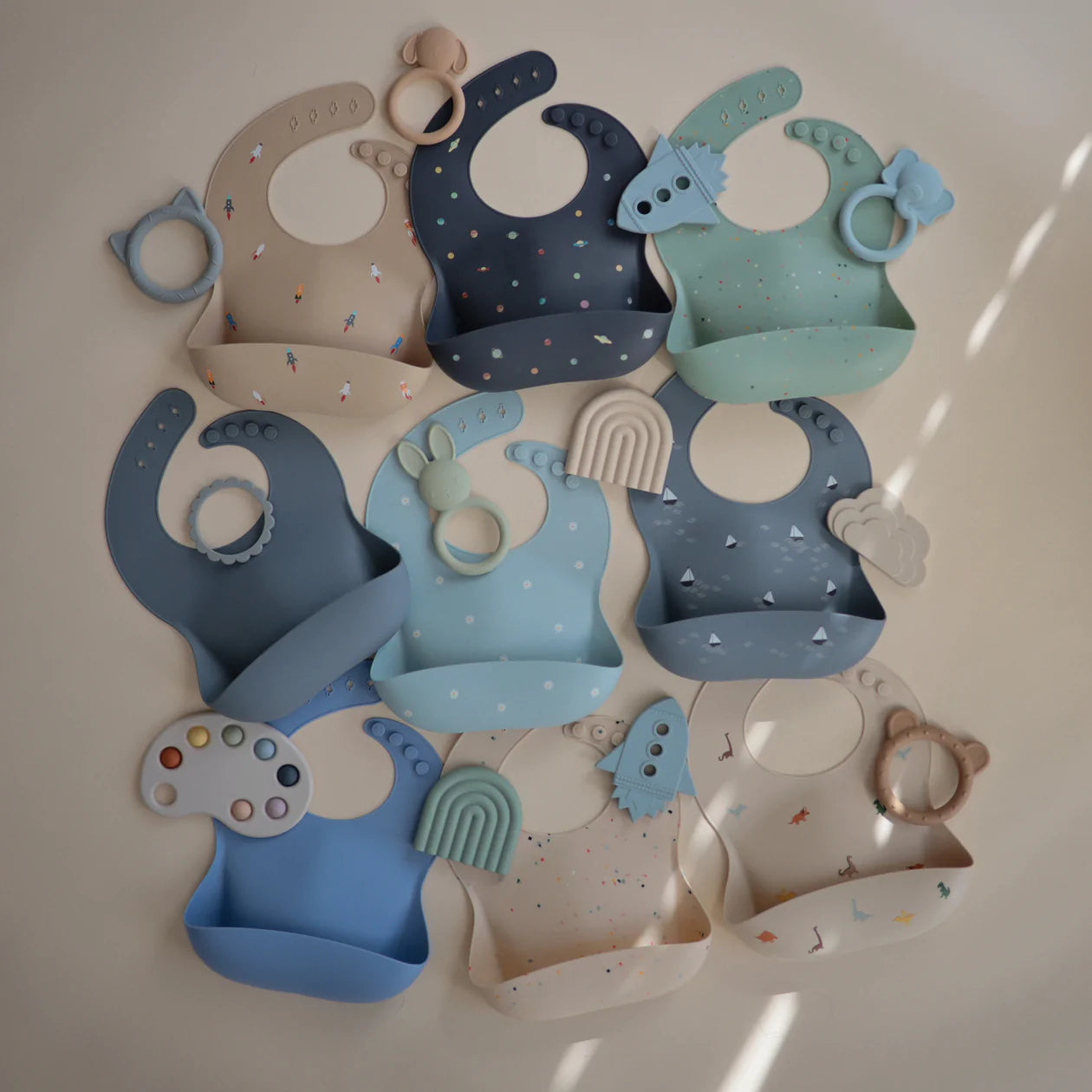 Silicone Baby Bib - Cambridge Blue Confetti