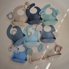 Load image into Gallery viewer, Silicone Baby Bib - Cambridge Blue Confetti
