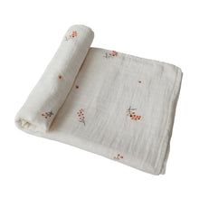Load image into Gallery viewer, Muslin Swaddle Blanket Organic Cotton - Flowers

