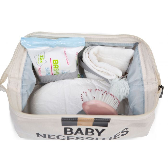 Baby Necessitties Toiletry Bag - Off White Stripes Black/Gold