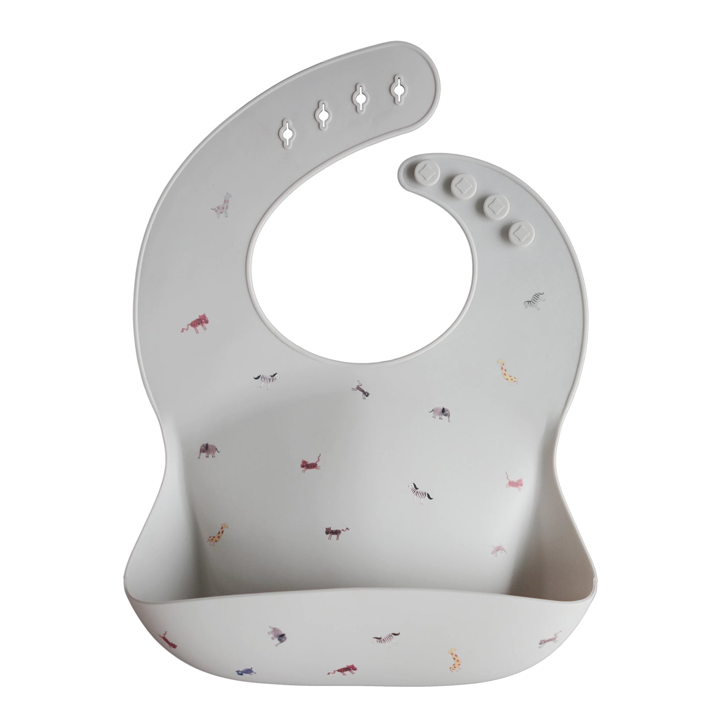 Silicone Baby Bib - Safari Light Grey