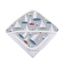 Load image into Gallery viewer, Marina Sailboats Bamboo Hooded Towel and Washcloth Set
