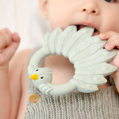 Teether Peacock Light Blue