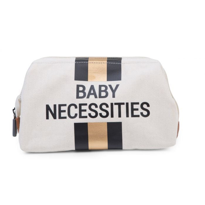 Baby Necessitties Toiletry Bag - Off White Stripes Black/Gold