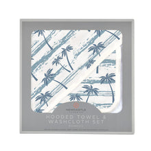 Load image into Gallery viewer, Ocean Palm Trees Bamboo Hooded Towel and Washcloth Set
