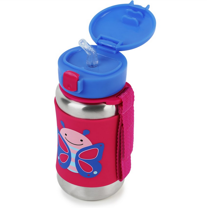 Zoo Stainless Steel Straw Bottle - Butterfly