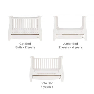 Katie Mini Sleigh Cot Bed with Under Bed Drawer - White